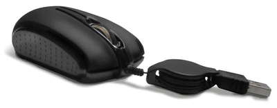 Мышь Flyper FM-2076 USB, Black, Mini, оптическая, проводная, 2кн. + scroll, 1000 dpi, retractable