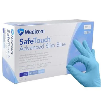 Рукавички нітрилові Medicom SafeTouch 100 шт L блакитні