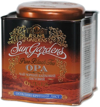 Чай черный рассыпной Sun Gardens OPA 150 г жестяная банка (4820082704841)
