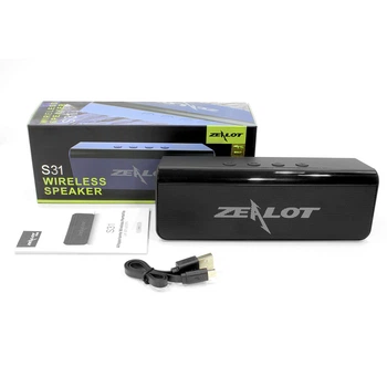 Колонка ZEALOT S31 Black Bluetooth 3W x 2 AUX 3.5 micro USB портативный динамик Громкая связь TF карта Black(K/OPT2_3942-11339)