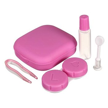 Контейнер для лінз дорожній набір Mini Travel Kit ISKYBOB набір для контактних лінз дорожній рожевий