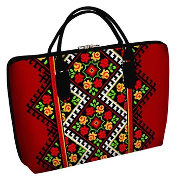 Сумка тканинна Саквояж Красный орнамент цветы 36х26 см (SW_15N185_BL)