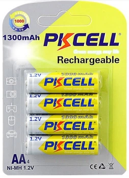 Акумулятор PKCELL 1.2V AA 1300mAh NiMH Rechargeable Battery, 4 штуки в блістері PC/AA1300-4BR