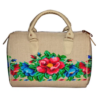 Сумка бочонок Barrel Квіткова Україна вишивка 28x18x17 см
