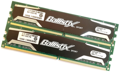Пара оперативной памяти Crucial Ballistix Sport DDR2 4Gb (2Gb+2Gb) 800MHz 6400U CL5 (BL25664AA80E.16FH) Б/У