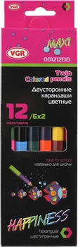 Карандаши цветные двусторонние VGR Happyness Maxi 12 цветов (Я5733_001212DD)