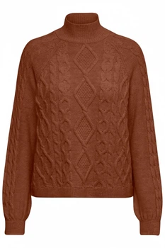 Кофта ONLY HIGHNECK PULLOVER KNT L Коричневый 15210792 Tortoise
