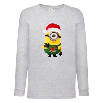 Лонгслив реглан с длинным рукавом Новый год (Happy New Year-gray-0020) серый 104 см