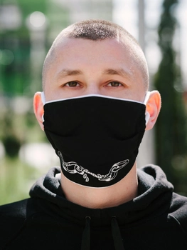 Захисна маска на обличчя 10шт багаторазова з принтом V2 чорна