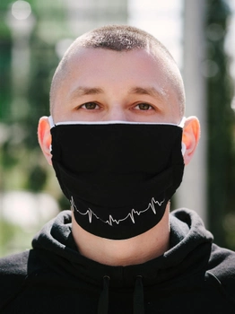 Захисна маска на обличчя 10шт багаторазова з принтом V4 чорна
