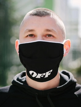 Захисна маска на обличчя 10шт багаторазова з принтом V1 чорна