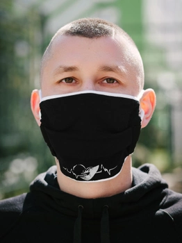 Захисна маска на обличчя 10шт багаторазова з принтом V5 чорна