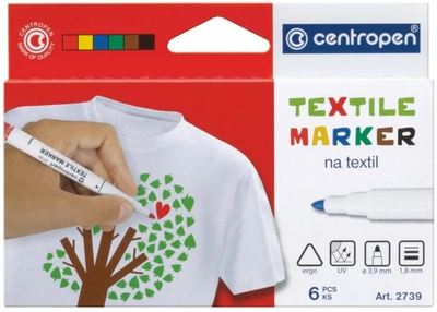 Набор специальных маркеров для текстиля Centropen Textile 1.8 мм 6 шт (2739.6)