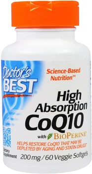 Suplement diety Doctor's Best High Absorption CoQ10 200 mg z BioPerine 60 kapsulek (753950004122)