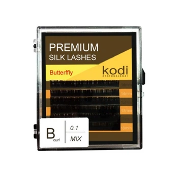 Ресницы для наращивания, черные Kodi Professional №В.0.10 6 рядов: 14-2; 15-2; 16-2