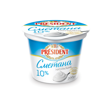 Сметана ПРЕЗИДЕНТ 10% стаканчик 200гр