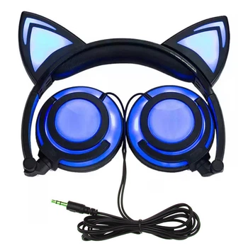 Светящиеся наушники Bordo с кошачьими ушками BL108 Blue