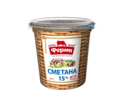 Сметана Ферма 15% стаканчик 350гр