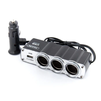 Розгалужувач прикурювача CARLIFE 3в1 + USB CS301
