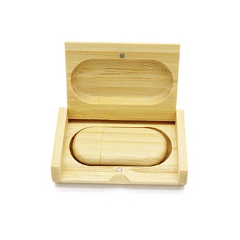 USB флешка Shandian овальная деревянная в коробке, бамбук 16GB