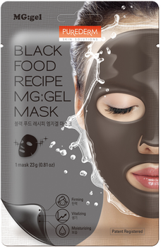 Маска питательная с черным комплексом для лица Purederm Black Food Recipe Gel Mask на тканевой основе с гелевой пропиткой 23 г (8809411189562)