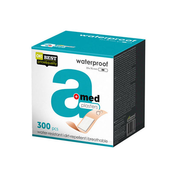 Пластир медичний A-Med "Waterproof" на PE основі, перфорований, розмір 19х76мм, 300 шт
