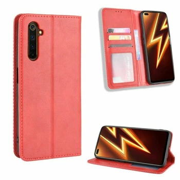 Чехол-книжка Deexe Retro Style для Realme 6 Pro - Red