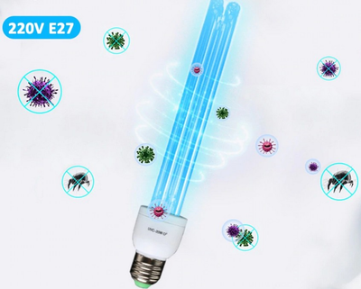 Ультрафіолетова кварцова лампа LGL бактерицидна дезінфікуюча для домашньої стерилізації 220в потужність 15Вт стандарт Е27