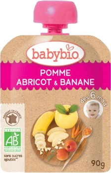Органічне пюре Babybio з яблука, абрикоса та банана з 6 місяців 90 г (3288131540023)