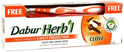 Зубная паста Dabur Herb'l Гвоздика 150 г + щетка (5022496181501)