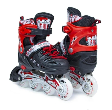 Ролики раздвижные Scale Sports с PU колесами. Чёрно-красные. Размер 38-41