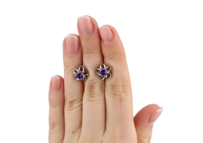 Серьги пусеты-гвоздики серебряные Ромашка 2459/9рам