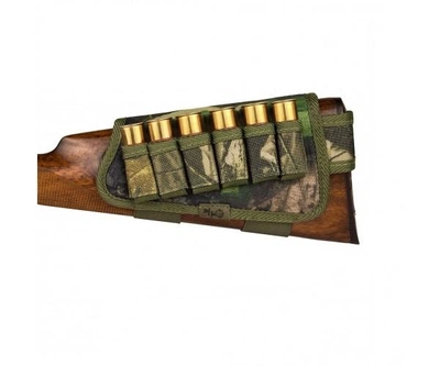 Патронташ на Приклад з Поліестеру Bronzedog Лівша 6 патронів калібр 12/16 Зелений (8106)