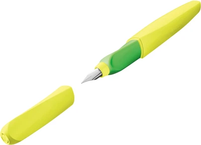 Ручка пір'яна Pelikan Twist Neon Yellow стирана Синя Лимонний корпус (4012700807274)