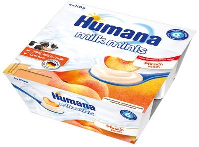 Продукт кисломолочний Humana milk minis Pfirsich з персиком, 4х100 м (4031244784452)