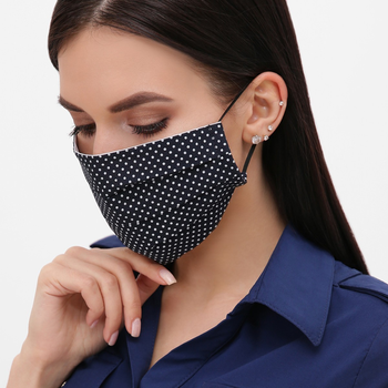 Багаторазова захисна маска в синій горошок MSK024