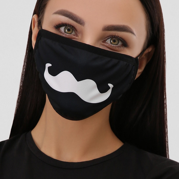 Многоразовая защитная маска черная с принтом MSK082