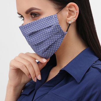 Многоразовая защитная маска синяя в горошек MSK097