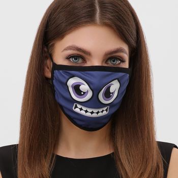 Многоразовая защитная маска черная с принтом MSK067