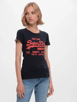 Футболка бавовняна жіноча Superdry 9640.1 L Темно-синя
