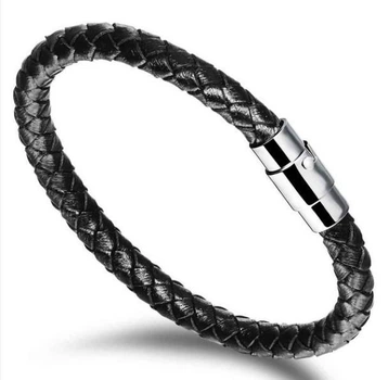 Чоловічий шкіряний браслет Primo Collar Black з магнітною застібкою
