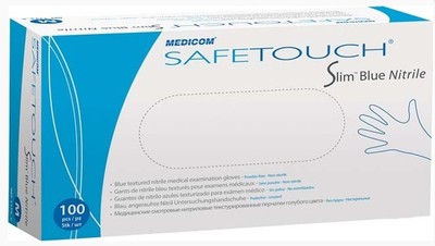 Перчатки SafeTouch Slim Blue Medicom размер М 100 штук