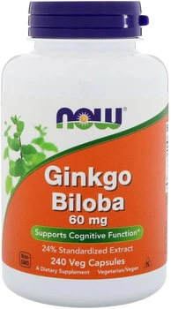 Ginkgo Biloba 60 mg naturalny suplement Now (Now Foods) 240 wegańskich kapsułek (733739046840)