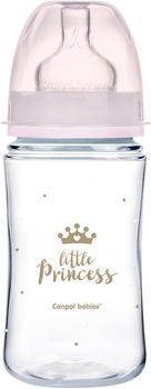 Пляшка антиколькова Canpol Babies Royal Baby з широким отвором 240 мл Рожева (35/234_pin)