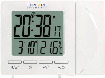 Проекционные часы с будильником Explore Scientific Projection RC Alarm White (RDP1001GYELC2)