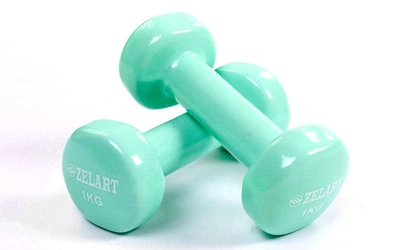 Гантели planeta-sport для фитнеса с виниловым покрытием Zelart Beauty TA-5225-1 2 x 1 кг Мятный