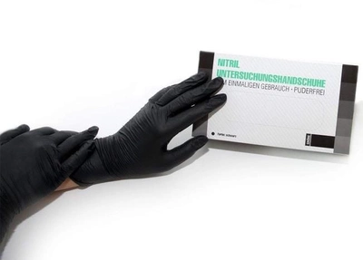 Чорні рукавички нітрилові SF Medical розмір L 100 шт/уп.