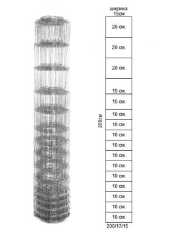 Сетка лесная шарнирная Заграда Фермер 200/17/15 высота 2.0м длина 50м облегченная