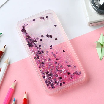 Чехол Glitter для Samsung Galaxy J7 2015 / J700 Бампер Жидкий блеск сердце розовый