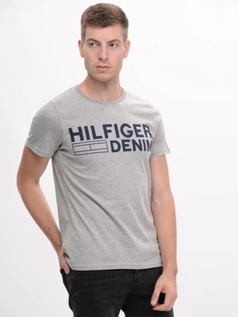 Футболка хлопковая длинная мужская Tommy Hilfiger 9037.4 S Серая